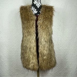 🔥Vintage Faux Fur Vest Pockets Side Women’s Size S